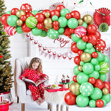 Load image into Gallery viewer, Christmas Balloon Arch Kit, Red Green Gold Christmas Balloons Garland, 84pcs Latex Balloons Agate Balloons for Indoor Outdoor Christmas Party Wintertime Holiday New Year Birthday Decorations