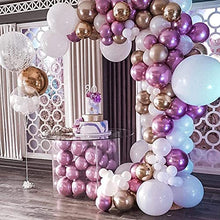 Load image into Gallery viewer, White Metallic Pink Balloons Garland Arch Kit Gold Metallic Balloons White Latex Chrome Balloons with Glue Dots Balloons Decorating Strip for Bridal Wedding Graduation Birthday Party Decoration