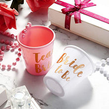 Load image into Gallery viewer, 12 Pieces Team Bride/Groom and Bride/Groom to Be Plastic Beaded Bridal Shot Glass Necklace Rose Red/Pink/Black and White with Gold Foil for Bachelor/Bachelorette Party Necklace (Bride Style B)