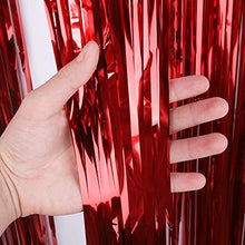 Load image into Gallery viewer, GRESAHOM Red Foil Fringe Curtain 3ft x 8.3ft, 1 Pack Red Metallic Tinsel Curtain Birthday Decorations, Foil Curtain for Birthday Graduation Wedding Engagement Bridal Shower Bachelorette Holiday Party