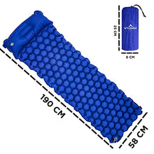 Load image into Gallery viewer, Inflatable Single Outdoor Sleeping Bed with Built-In Pillow and Storage Bag – Ultralight & Waterproof Air Mattress for Hiking, Camping, Backpacking (Blue)