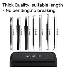 Load image into Gallery viewer, Blackhead Remover Tool,JOLIFILE 7pcs Pimple Popper Tool Kit,Acne Comedone Extractor Tools with Tweezers for Nose Face Blemish Whitehead Popping-Black