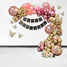 Load image into Gallery viewer, Balloon Arch Kit Garland 134pcs Shiny Metallic Rose Gold Pink 4D Foil Balloons with Butterfly Stickers for Birthday Decorations Wedding Anniversary Baby & Bridal Shower Valentine Party Mother's Day