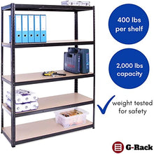 Load image into Gallery viewer, Garage Shelving Units: 180cm x 120cm x 45cm | Heavy Duty Racking Shelves for Storage - 1 Bay, Black 5 Tier (175KG Per Shelf), 875KG Capacity | For Workshop, Shed, Office | 5 Year Warranty