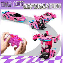 Load image into Gallery viewer, Remote Control Car - Transforming Robot Toys RC Cars for Kids Boys Girls Age 8-12,1:18 Scale Transform Robot Remote Control Car 2 in 1 Transformation & 360 Speed Drifting (Pink)