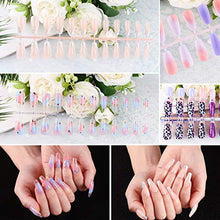 Load image into Gallery viewer, 120 Pieces Reusable Artificial Nail Tips Rainbow Full Cover Nail Tips Press On Nails Art False Tips Pink and Purple
