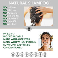 Load image into Gallery viewer, 99% Natural SHAMPOO - ALOE VERA, LAVENDER & MINT - 250ml by BEES of BRITAIN. No Sulfates, No Parabens. pH 5.5 Balanced for Sensitive Skin. We Donate 5% of our Profit to Help Save Bees & Pollinators.