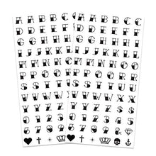 Load image into Gallery viewer, Traditional Knuckle Letters Temporary Tattoos (2-Pack)| Sailor Jerry Alphabet Numbers & Symbols | Skin Safe | MADE IN THE USA | Removable