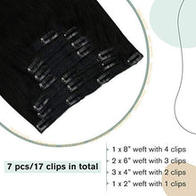 Load image into Gallery viewer, Ugeat Clip in Hair Extensions Real Human Hair 20inch Human Hair Clip in Extensions #1B Off Black Clip in Real Hair Extensions 7PCS 100G