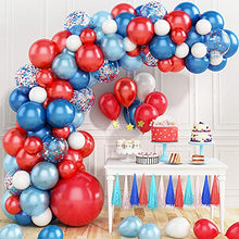 Load image into Gallery viewer, Balloons Arch Kit, 81PCS Blue White Balloon Garland Kit Red Ballons Confetti Balloons Decorations Set, Latex Balloons for Birthday Decoration Baby Shower Party Supplies Wedding Anniversary Decoration