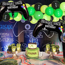 Load image into Gallery viewer, Sursurprise Video Game Balloons Garland Arch kit Black and Green, 77 Packs Balloons and Gaming Backdrop Photo for Kids Boys