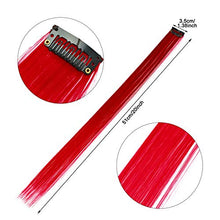 Load image into Gallery viewer, 15Pcs Color Straight Hair Extensions Clip in 20 Inch Red Synthetic Clip in Hair Extensions Party Highlights Synthetic Clip in Long Hairpiece for Women Girls Kids Gift Red