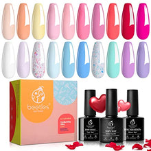 Load image into Gallery viewer, Beetles Gel Nail Polishes- 20Pcs Pastel Macaron Collection Nude Pink Yellow Blue Green Gel Polish Pastel Glitters Gel Polish with Glossy Matte Top Coat Base Gel Easter Nail Art Design Valentine Gifts…