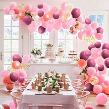 Load image into Gallery viewer, Pink Balloon Arch Garland Kit,118 PCS Balloon Decoration Set with Rose Pink Latex Balloons, Balloon Chain, Tying Tool, Party Balloons for Baby Shower Wedding Birthday Party