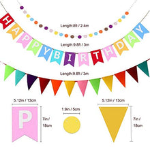 Load image into Gallery viewer, 48PCS Rainbow Birthday Decoration SZHTFX Colourful Happy Birthday Party Decorations Set for Women Boys and Girls Happy Birthday Banner 18pcs Balloon 8pcs Paper Pom Poms Garland 6pcs Hanging Swirls