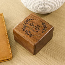 Load image into Gallery viewer, Custom Wooden Wedding Ring Box, Wooden Double Ring Box, Engagement Ring Box, Walnut Storage Ring Box, Wedding Birthday Gifts For Women