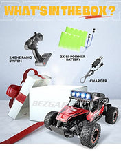 Load image into Gallery viewer, BEZGAR 17 Toy Grade 1:14 Scale Remote Control Car, 2WD High Speed 20 Km/h All Terrains Electric Toy Off Road RC Monster Vehicle Truck Crawler with Two Rechargeable Batteries for Boys Girls Kids&Adults