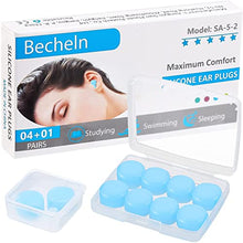 Load image into Gallery viewer, Reusable Silicone Ear Plugs, Waterproof Noise Cancelling EarPlugs for Sleeping, Shooting, Airplanes, Concerts, Mowing, 22dB Highest NRR