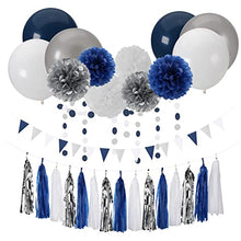 Load image into Gallery viewer, 18-Inch Large Balloons Big Ballons - Navy Blue White Silver Latex Giant Round Helium Balloon Graduation Wedding Bridal Decorations Birthday Party Boy Baby Shower Decor 15pcs Lasting Surprise