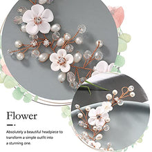 Load image into Gallery viewer, Unicra Bride Wedding Hair Vine Flower Hair Accessories Pearl Bridal Headpiece Hair Band for Women and Girls (Rose Gold)