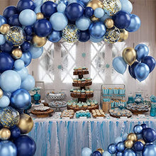 Load image into Gallery viewer, Paready Navy Blue Balloons Arch Kit Garland, Metallic Blue Macaron Blue Balloons Gold Confetti and Metallic Gold Balloons Arch for Birthday Party Decorations Wedding Bridal Shower Baby Shower