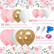 Load image into Gallery viewer, Sumtoco Pink Balloon Arch Kit, Balloon Garland Kit with Pastel Pink Balloons White and Metallic Gold Balloons for Girls' First 1st Birthday Baby Shower Wedding Party Decorations.