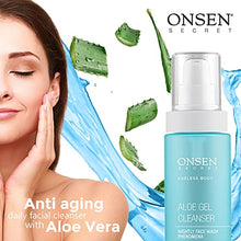 Load image into Gallery viewer, Onsen Secret Japanese Aloe Vera Face Wash - Premium Nightly Facial Cleanser for Makeup Removal, Heals Dry & Sensitive Skin, Hyaluronic Acid, Curry Leaf Oil, Vitamin C & E, Gel Cleanser 150 ml