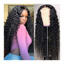 Load image into Gallery viewer, Wigs Brazilian Deep Wave Lace Frontal Wig 14-30 Inch Curly Human Hair Wigs 150% Density HD Transparent Lace Wig Lace Front Wig Wig (Color : Transparent 13X6 Wig, Stretched Length : 30inches)