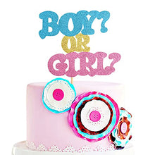 Load image into Gallery viewer, Blumomon 1 Pack Boy or Girl Cake Topper Gender Reveal Cake Decoration Blue and Pink Glitter Baby Shower Party Decorations Supplies