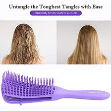 Load image into Gallery viewer, Detangle Hair Brush, Detangler Brush for Women Girls Wet Dry Afro 3a to 4c Thick Frizzly Wavy Kinky Curly Coily Natural Hair, Detangling Hairbrush with Metal Pick Comb, Purple