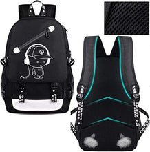 Load image into Gallery viewer, Anime Luminous Backpack Noctilucent School Bags Daypack USB chargeing Port Laptop Bag Handbag for Boys Girls Men Women (Black-Music boy)