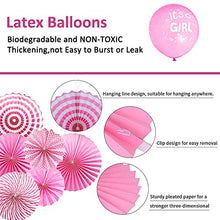 Load image into Gallery viewer, Baby Shower Decorations for Girls, 22 Pcs Pink Babyshower Decorations with 10pcs Balloons/Paper Bunting/IT'S A Girl Banner/6pcs Paper Fans/4 Roll Ribbon for Baby Girl Party Decoration