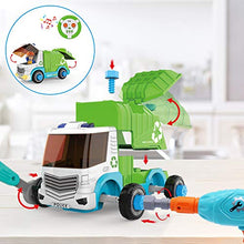Load image into Gallery viewer, JOYIN Remote Control Take Apart Construction & Garbage Truck with Built-in Lights and Sounds and Drill for Kids STEM Assembly Vehicle Toy City Collection Gift