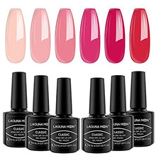 Load image into Gallery viewer, Lagunamoon Gel Nail Polishes, Nude Pink Red 6 Colours 8ml Gel Polish Set, Soak off Nail Polish Gift Set, Nail Varnish Sets for DIY Nail Art Manicure and Salon Use