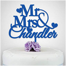 Load image into Gallery viewer, PERSONALISED Wedding/Anniversary Cake Topper Decoration - Personalise with ANY SURNAME - MR & MRS - Food Safe Acrylic Cake Decoration - Made from Strong Acrylic - Different Colours
