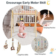 Load image into Gallery viewer, COSTWAY Baby Wooden Play Gym, Foldable Infants Gym Frame with Hanging Bar, 3 Teething Toys, Mobile Baby Exercise Activity Set for Newborn (Natural)