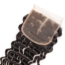Load image into Gallery viewer, Brazilian 4x4 Deep Wave Closure,18 Inches 4x4 Free Part Lace Closure,Natural Black Brazilian Unprocessed Human Hair Extensions Natural Color