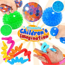 Load image into Gallery viewer, Fidget Sensory Toys for for Autism, ADHD. 2 Stress Relief Balls, 2 Soybean Squeeze, 2 Flippy Chain and 3 Large Size Stretch Strings with Reusable Packaging (Premuim Quality)