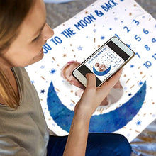Load image into Gallery viewer, Taobeibei Milestone Mat Boy/Girl for Pictures, Baby Monthly Milestone Blanket design by UK, Track Growth & Age, Soft Thick Flannel Blanket 120x120cm 300 Gram weight (Blue Moon)…