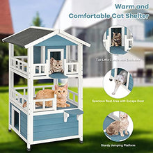 Load image into Gallery viewer, GYMAX Wooden Cat House, Weatherproof Kitten Shelter with Roof, Outdoor Indoor Pets Playhouse Condo for Dogs, Rabbits & Chickens (60 x 60 x 126cm)