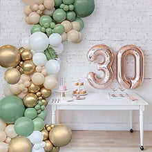 Load image into Gallery viewer, GRESAHOM Balloon Arch Garland Kit, 102pcs Balloon Arch Kit White Skin Retro Green Latex Party Decoration Set with Metallic Gold Balloons for Birthday Wedding Bridal Engagement Baby Shower