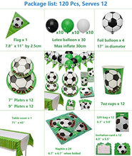 Load image into Gallery viewer, PIXHOTUL Football Party Supplies - Sports Theme Party Pack Decorations for Kid's Birthday Including Plates, Cups, Napkins, Invitation Cards, Tablecloth, Banner, Gift Bags and Balloons, Serves 12