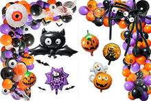 Load image into Gallery viewer, Random 1 Style Halloween Balloon Arch Garland Kit for Happy Halloween Party Decoration Haunted House Balloon Decor Set Eyeball Spooky Spider Web Bat Pumpkin Latex Black Orange Purple Balloons