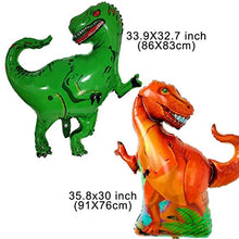 Load image into Gallery viewer, Dinosaur Party Supplies - 70 pcs for Birthday Decorations Dino Party Decorations for kids dinosaur party favors Dinosaur party balloons Dinosaur Cake Topper jungle Latex Balloons with Pump tattoo