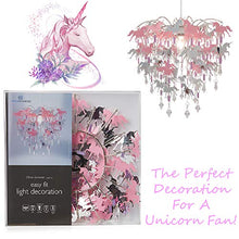 Load image into Gallery viewer, Unicorn Chandelier Children Bedroom Lamp Shade for Girls Nursery Decoration Pink Purple Silver with Shiny Pendants