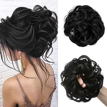 Load image into Gallery viewer, Hair Buns Hair Piece Messy Scrunchie for Women Girls Thick Updo Hairpieces Wavy Curly Ponytail Extensions Chignon Bun Donut Synthetic Black