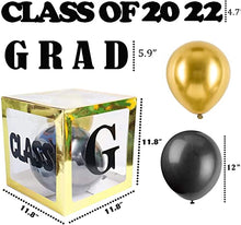 Load image into Gallery viewer, GuassLee 2022 Graduation Party Decoration - 4pcs Gold Balloon Boxes with GRAD,Class of 2022 Letters and 20pcs gold black balloons for 2022 Graduation Party Class of 2022 Decorations