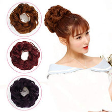 Load image into Gallery viewer, Super Thick Scrunchies Extension Curly Messy Bun Hair Pieces for Women Donut Updo Ponytail Hair Chignons Wine Red