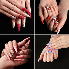 Load image into Gallery viewer, Clear Long Coffin False Nail Tips 100PCS False Nails with Glue Full Cover Nail Tips Fake Nails Artificial Fingernails Tip French Clear Acrylic Nail Tips False Press on Nails 10 Sizes