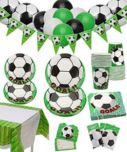 Load image into Gallery viewer, PIXHOTUL Football Party Supplies - Sports Theme Party Pack Decorations for Kid's Birthday Including Plates, Cups, Napkins, Invitation Cards, Tablecloth, Banner, Gift Bags and Balloons, Serves 12